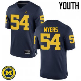 Sale - Carl Myers #54 Michigan Youth Navy Official Football Jersey