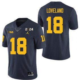 Sale - Colston Loveland #18 Michigan Wolverines 2024 Championship Men Navy Classical NCAA Football Jersey