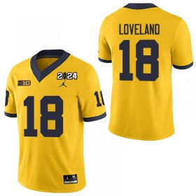 Sale - Colston Loveland #18 Michigan Wolverines 2024 Championship Men Yellow Official College Football Jersey