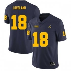 Sale - Colston Loveland #18 Michigan Wolverines Men Navy Classical NCAA Football Jersey