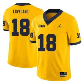 Sale - Colston Loveland #18 Michigan Wolverines Men Yellow Official College Football Jersey