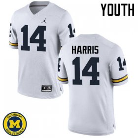 Sale - Drake Harris #14 Michigan Youth White Official Football Jersey