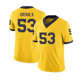 Sale - Liam Groulx #53 Michigan Wolverines Men Yellow Official NCAA Football Jersey