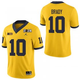 Sale - Tom Brady #10 Michigan Wolverines 2024 Championship Men Yellow Official NCAA Football Jersey