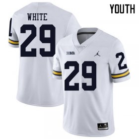 Sale - Brendan White #29 Michigan Youth White College Football Jersey
