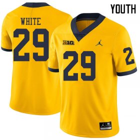 Sale - Brendan White #29 Michigan Youth Yellow Alumni Football Jersey