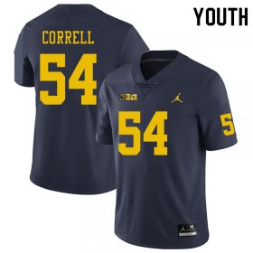 Sale - Kraig Correll #54 Michigan Youth Navy College Football Jersey