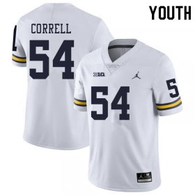 Sale - Kraig Correll #54 Michigan Youth White Alumni Football Jersey