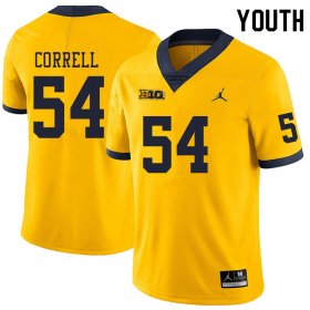 Sale - Kraig Correll #54 Michigan Youth Yellow Official Football Jersey