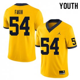 Sale - Adam Fakih #54 Michigan Youth Yellow Alumni Football Jersey