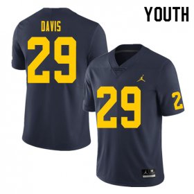Sale - Jared Davis #29 Michigan Youth Navy Official Football Jersey