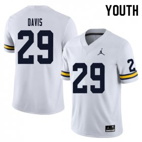 Sale - Jared Davis #29 Michigan Youth White NCAA Football Jersey