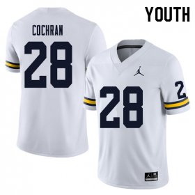 Sale - Tyler Cochran #28 Michigan Youth White Alumni Football Jersey