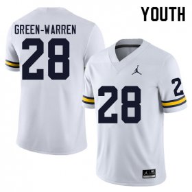 Sale - Darion Green-Warren #28 Michigan Youth White Official Football Jersey