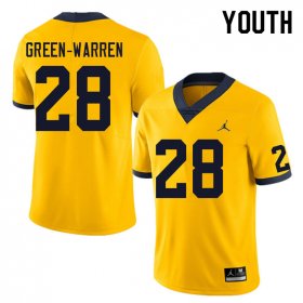 Sale - Darion Green-Warren #28 Michigan Youth Yellow NCAA Football Jersey